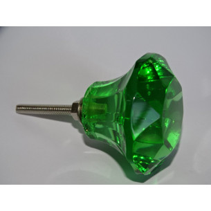 Pulsador cristal forma DIAMANTE 50 mm verde