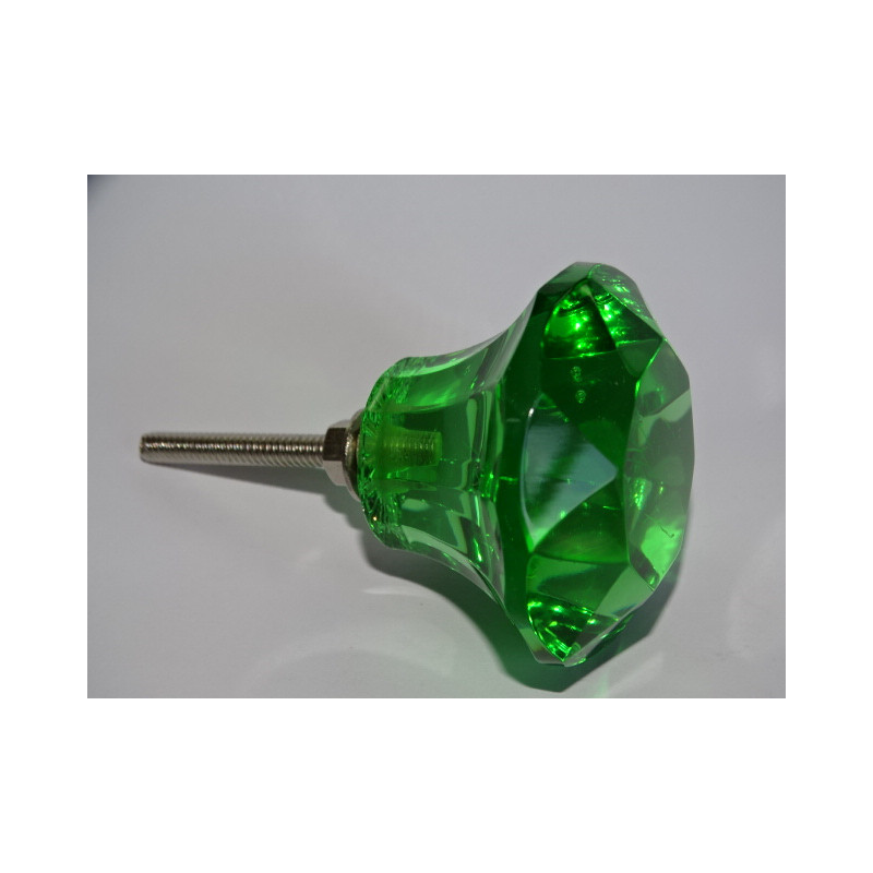 Bouton en verre en forme de DIAMANT 50 mm vert