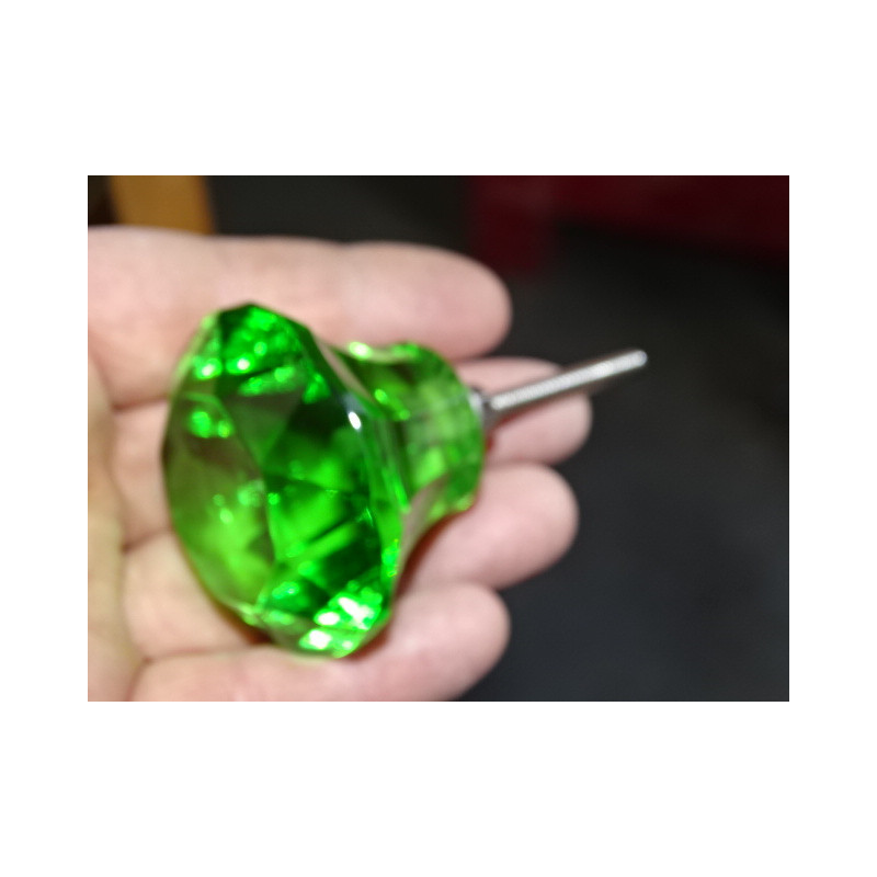 Bouton en verre en forme de DIAMANT 50 mm vert