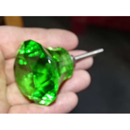 Bouton en verre en forme de DIAMANT 50 mm vert