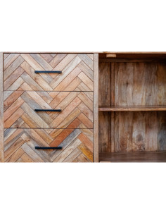 Buffet 2 portes 3 tiroirs pointes de Hongrie