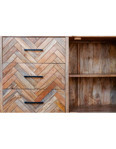 Buffet 2 portes 3 tiroirs pointes de Hongrie