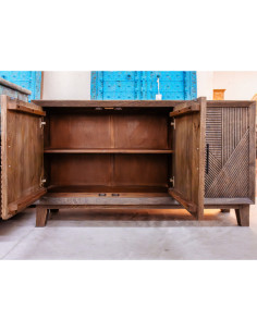 Buffet 3 portes en manguier sculpté