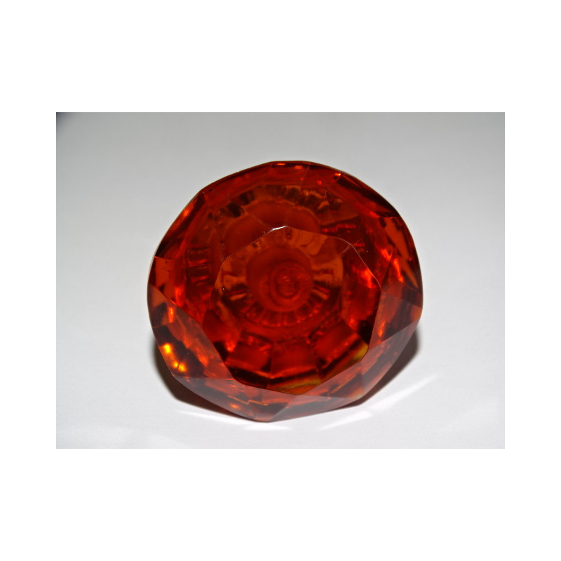 Bouton en verre en forme de DIAMANT 50 mm couleur ambre