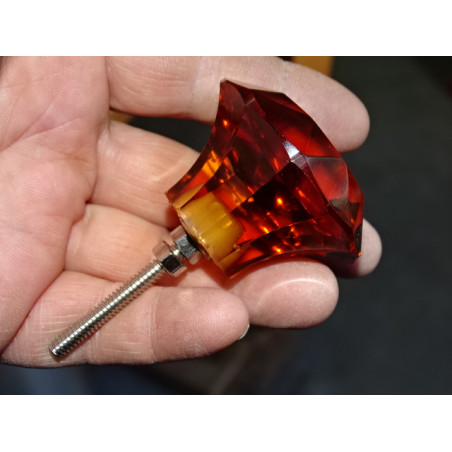 Pomello in vetro a forma DIAMOND 50 mm colore ambra