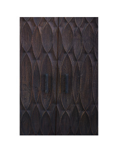 Armoire basse sculptée manguier patiné foncé