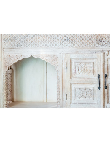 Buffet 2 arches Indiennes sculptées blanc sablé