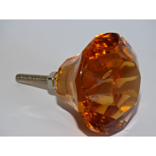 DIAMANT-förmiger Glasknopf 45 mm Bernstein