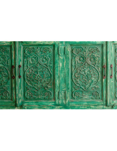 Buffet 4 portes sculptées vert patiné