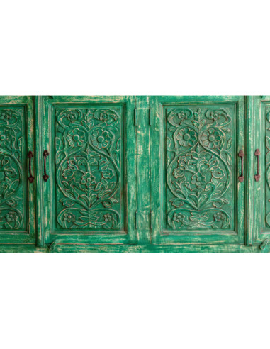 Buffet 4 portes sculptées vert patiné