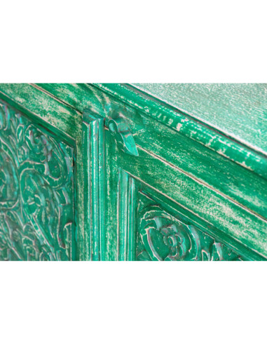 Buffet 4 portes sculptées vert patiné