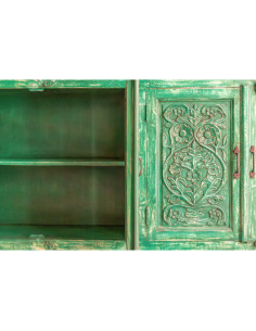 Buffet 4 portes sculptées vert patiné