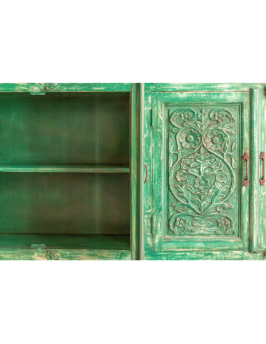 Buffet 4 portes sculptées vert patiné