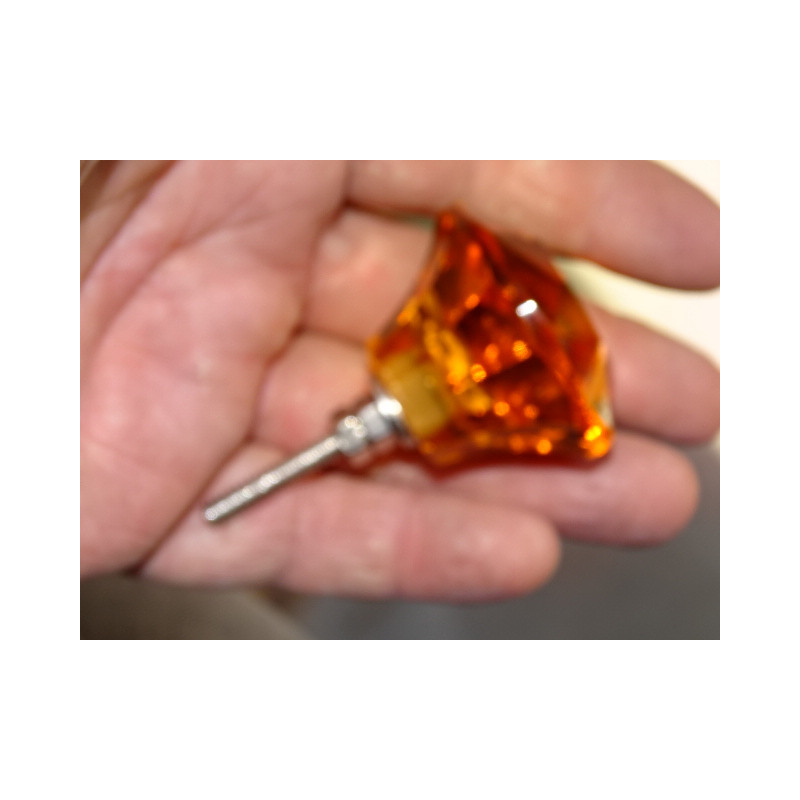 Bottone in vetro a forma di DIAMANTE 45 mm ambra
