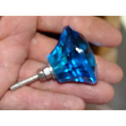 Botón de cristal en forma de DIAMANTE 45 mm turquesa