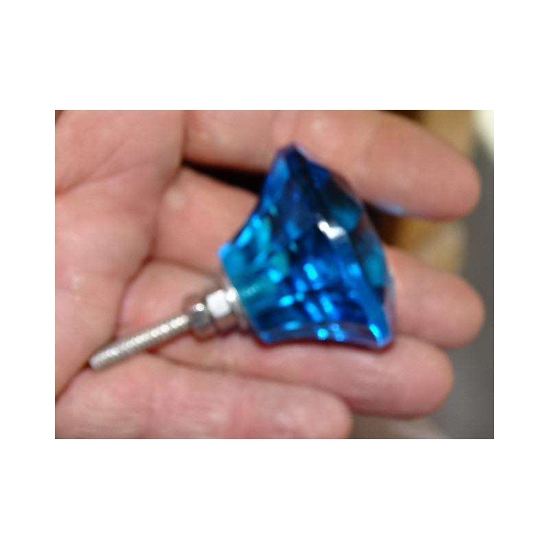 Bouton en verre en forme de DIAMANT 45 mm turquoise