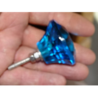 DIAMOND-shaped glass button 45 mm turquoise