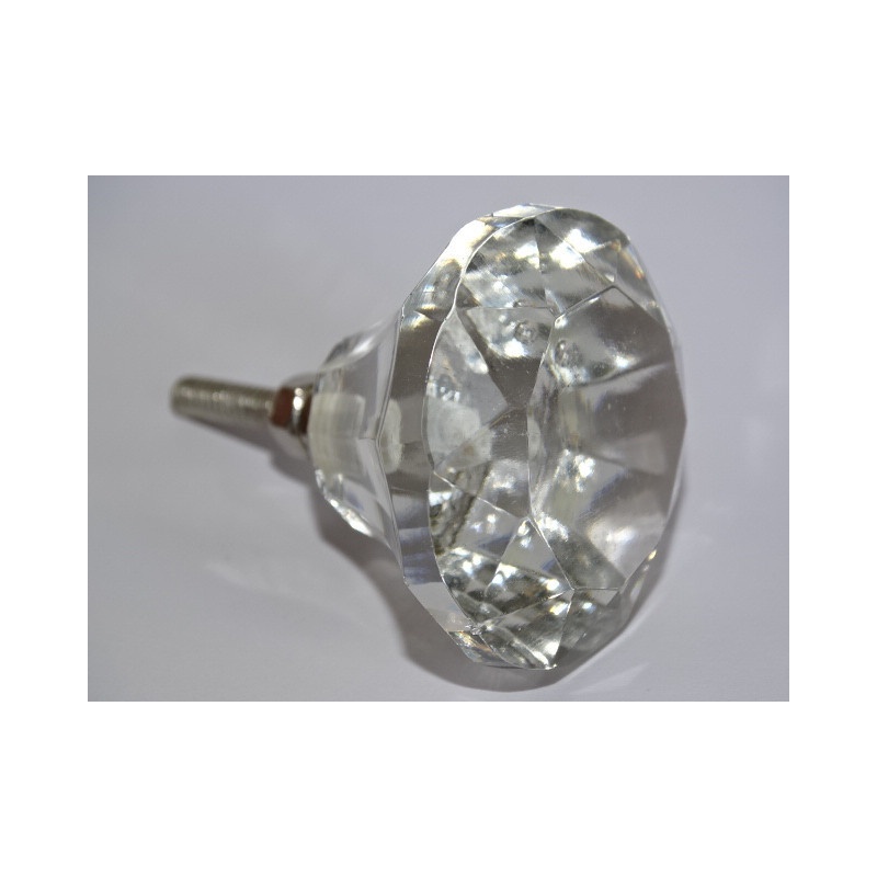 DIAMANT förmiger Glasknopf 40 mm transparent