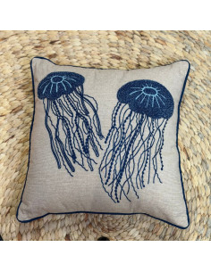 Coussin brodé Méduses –...