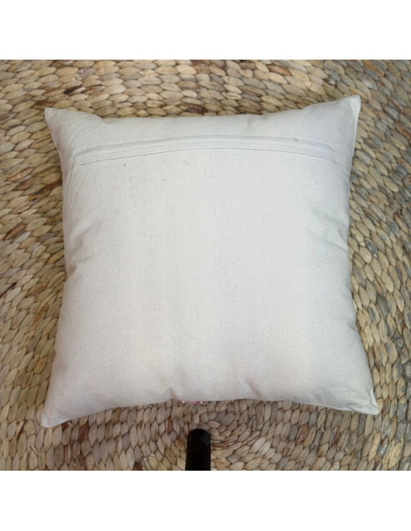 Coussin brodé Corail – Blanc & rose corail – 45x45 cm