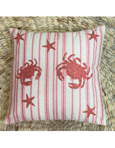 Coussin brodé Crabes &...