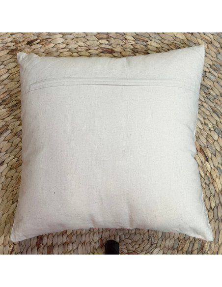 Embroidered Seahorse Cushion – Ecru, Navy Blue & Light Blue – 45x45 cm
