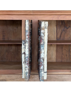 Buffet indien en teck avec portes anciennes du Rajasthan – 216 cm