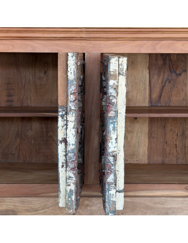 Buffet indien en teck avec portes anciennes du Rajasthan – 216 cm