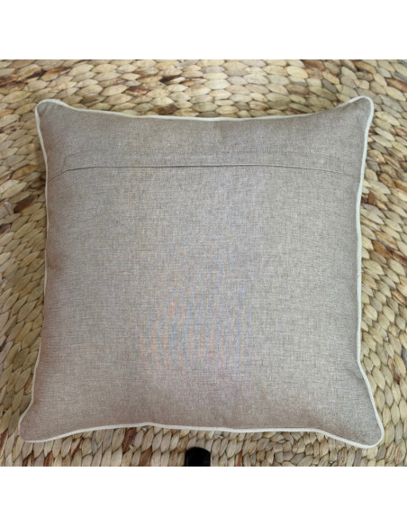 Embroidered Seashell Cushion – Beige, Ecru & White – 45x45 cm
