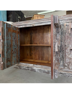 Buffet en teck avec portes anciennes du Rajasthan – 225 cm
