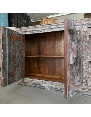 Teak Sideboard with Antique Rajasthan Doors – 225 cm