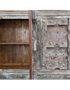 Teak Sideboard with Antique Rajasthan Doors – 225 cm