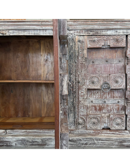 Teak Sideboard with Antique Rajasthan Doors – 225 cm