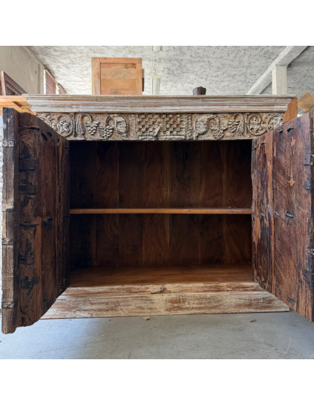 Teak Sideboard with Reclaimed Old Doors and Reused Lintel – 121 cm