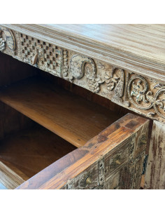 Buffet en teck à portes anciennes – 121 cm