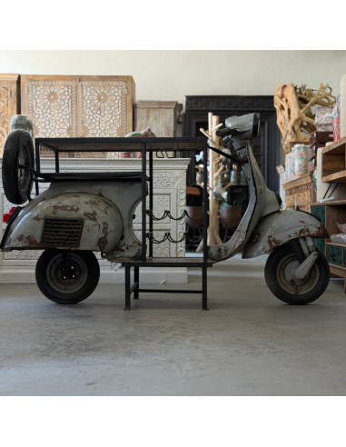 Bar scooter Priya avec plateau en manguier – 183 cm