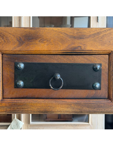 Console en manguier et métal noir – 3 tiroirs – 150 cm