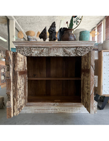 Buffet en teck avec portes anciennes du Rajasthan – 116 cm