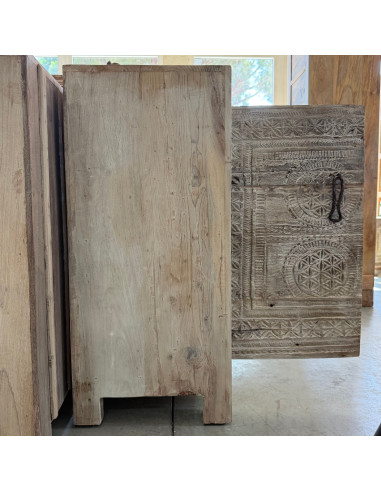 Whitewashed Teak Sideboard with Antique Tribal Indian Doors – 141 cm