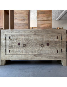 Buffet en teck sculpté –...