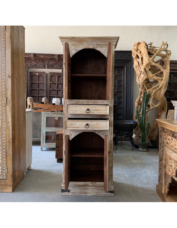 Armoire en manguier sculpté – 4 portes & 2 tiroirs – 175 cm