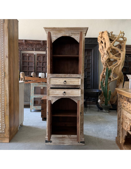 Armoire en manguier sculpté – 4 portes & 2 tiroirs – 175 cm
