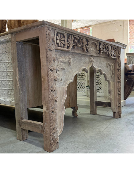 Console arche ancienne en teck – 132 x 38 x 87 cm
