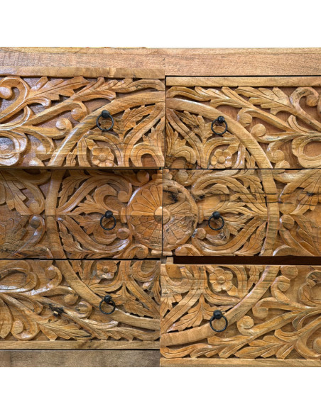 Carved 6-Drawer Chest – 150 x 40 x 90 cm