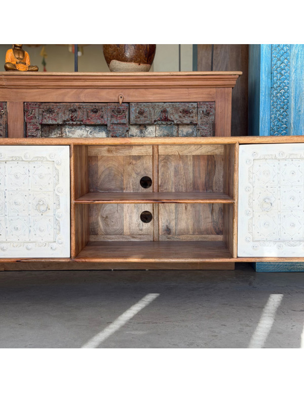 TV Unit with White Indian Doors – 180 x 40 x 60 cm