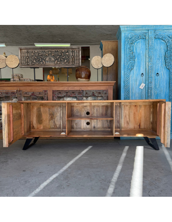 TV Unit with White Indian Doors – 180 x 40 x 60 cm