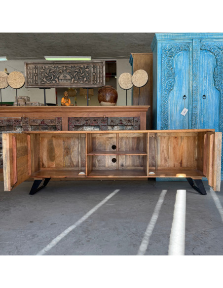 TV Unit with White Indian Doors – 180 x 40 x 60 cm