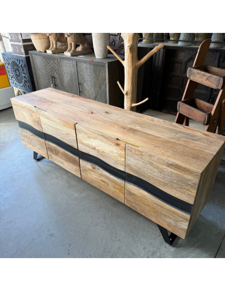 Two-Tone Mango Wood TV Unit – 4 Doors – 180 x 40 x 60 cm