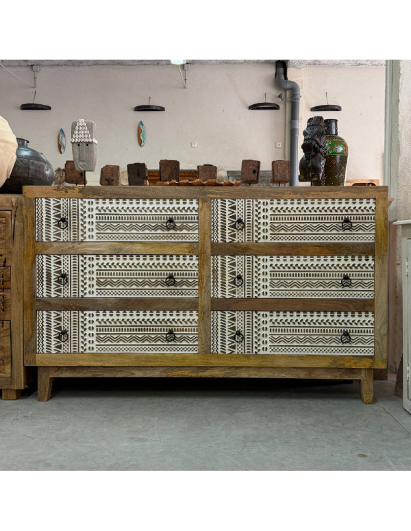 Carved Mango Wood Chest of...