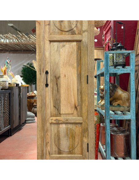 Narrow Mango Wood Cabinet – 1 Door & 1 Drawer – 50 x 40 x 165 cm